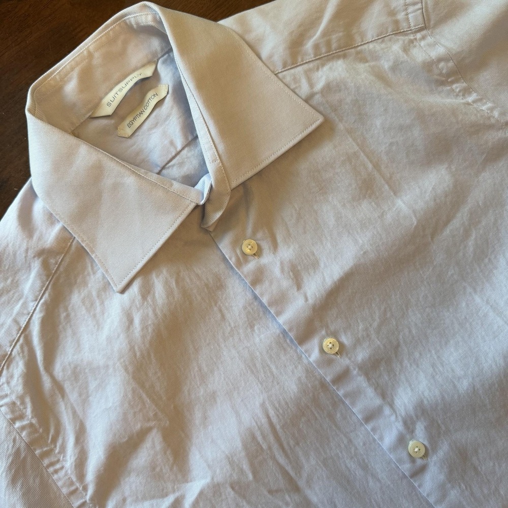 Suitsupply Shirt Mens 38 15 Light Blue Slim Fit Dress Long Egyptian Cotton